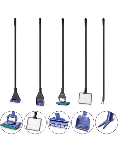 Kit de Limpieza de Acuario TOPZEA 5 en 1 con Mango de 48 cm