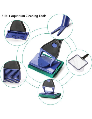 Kit de Limpieza de Acuario TOPZEA 5 en 1 con Mango de 48 cm