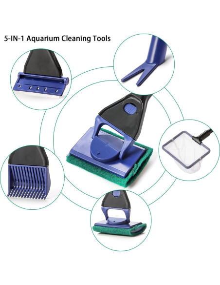 Kit de Limpieza de Acuario TOPZEA 5 en 1 con Mango de 48 cm