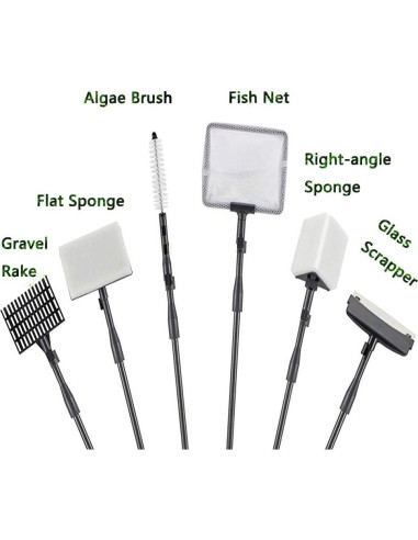 Kit de Limpieza de Acuario 6 en 1 Capetsma con Mango Telescópico
