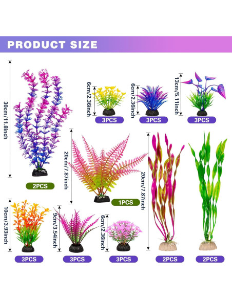 Plantas Plásticas Artificiales Ameliade para Acuarios 25 Piezas