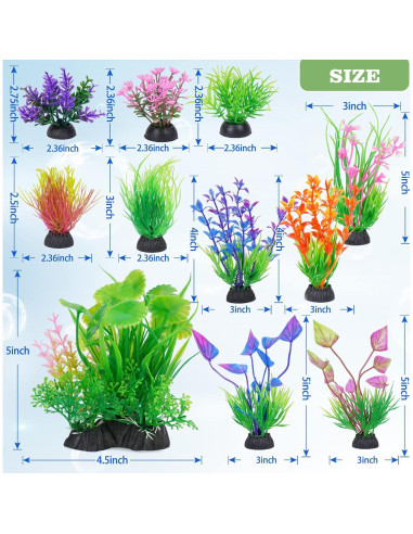 Decoraciones para Acuarios Ameliade - 11 Plantas Artificiales