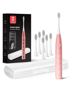 Cepillo de Dientes Eléctrico Oclean Rosa con 6 Cabezas y Estuche