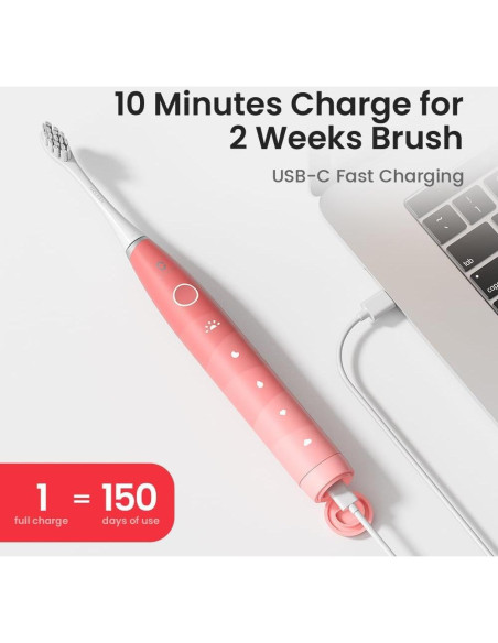 Cepillo de Dientes Eléctrico Oclean Rosa con 6 Cabezas y Estuche