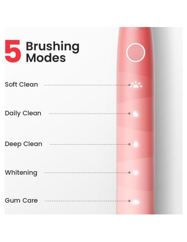 Cepillo de Dientes Eléctrico Oclean Rosa con 6 Cabezas y Estuche