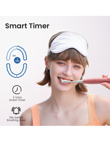 Cepillo de Dientes Eléctrico Oclean Rosa con 6 Cabezas y Estuche