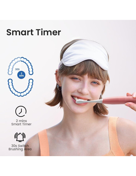 Cepillo de Dientes Eléctrico Oclean Rosa con 6 Cabezas y Estuche