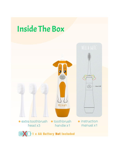 Cepillo de Dientes Eléctrico NELL&WELL para Niños 3 Modos IPX7