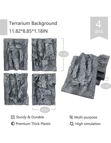 4 Paneles de Fondo 3D para Terrario Sysmashing 30x22.5cm