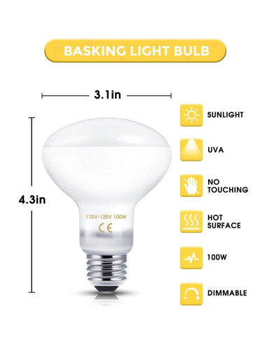 Bombillas de Calor para Reptiles TuoF 100W Paquete de 2