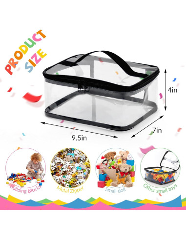 4 Bolsas de Almacenamiento de Juguetes Transparentes EMOMAS 24x17cm