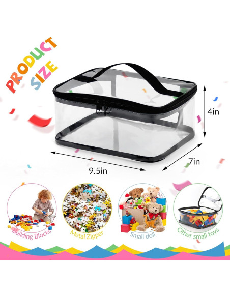 4 Bolsas de Almacenamiento de Juguetes Transparentes EMOMAS 24x17cm