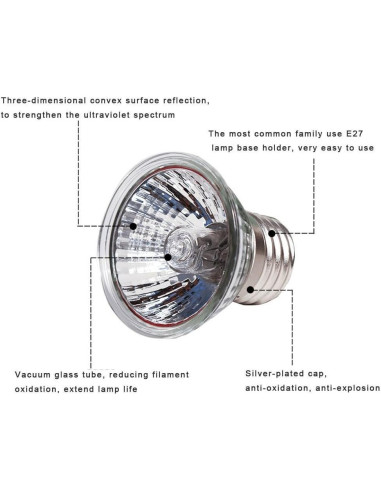 Paquete de 4 Lámparas de Calentamiento 50W CTKcom para Reptiles