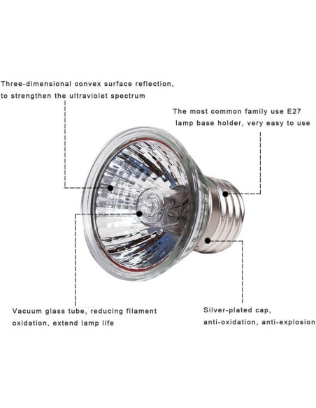 Paquete de 4 Lámparas de Calentamiento 50W CTKcom para Reptiles
