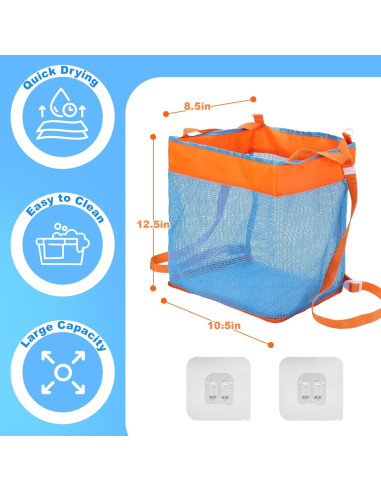 Bolsa de Almacenamiento de Juguetes de Baño 3 en 1 Naranja y Azul