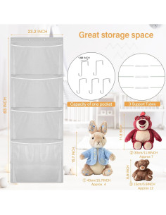 Organizador Colgante de Peluches Woodoulogy 160x59 cm Gris 2