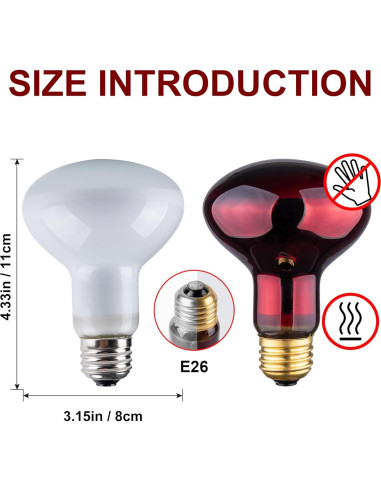 Bombillas de Calor UVA y Roja 100W para Reptiles - 2 Piezas