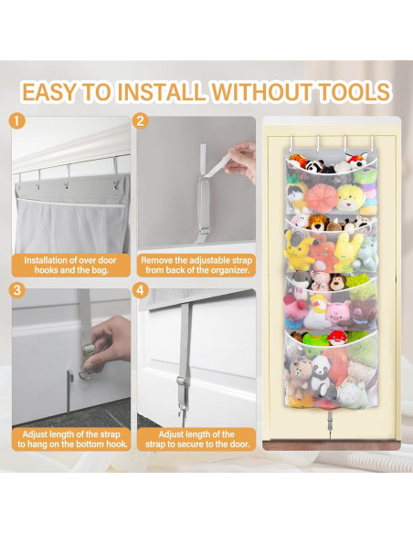 Organizador Colgante de Peluches Woodoulogy 160x59 cm Gris