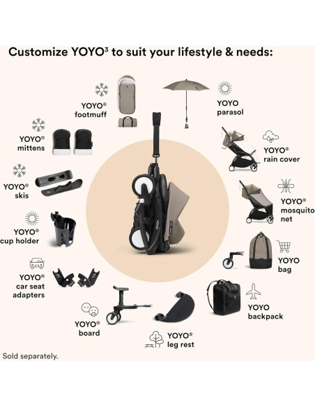 Cochecito Stokke YOYO3 Negro - Arnés 5 Puntos, Reclinable