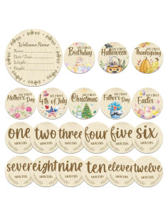 Tarjetas de Hitos Mensuales de Madera Threetols - 11 Piezas