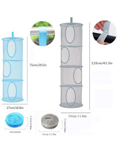 2 Canastas Organizadoras Colgantes de Malla JIELUO - Gris y Azul 2