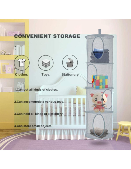 2 Canastas Organizadoras Colgantes de Malla JIELUO - Gris y Azul