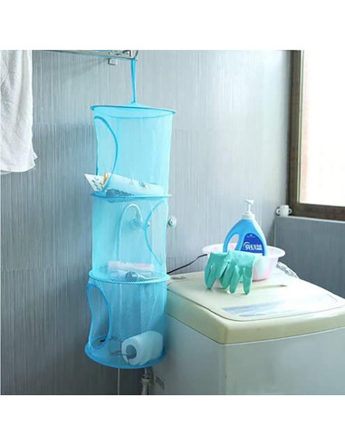 2 Canastas Organizadoras Colgantes de Malla JIELUO - Gris y Azul