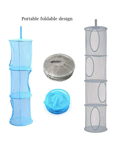 2 Canastas Organizadoras Colgantes de Malla JIELUO - Gris y Azul