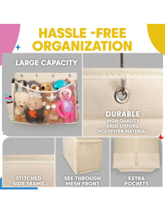 Organizador colgante de peluches JeniQ - Beige - 63.5x38.1x17.8cm 2