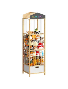 Organizador de Peluches HOOBRO de Bambú con Cajón y Pizarra