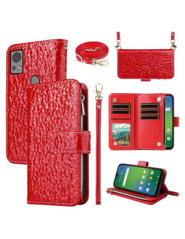 Funda billetera Furiet Roja para Cricket Icon 5 / AT&T Motivate 4