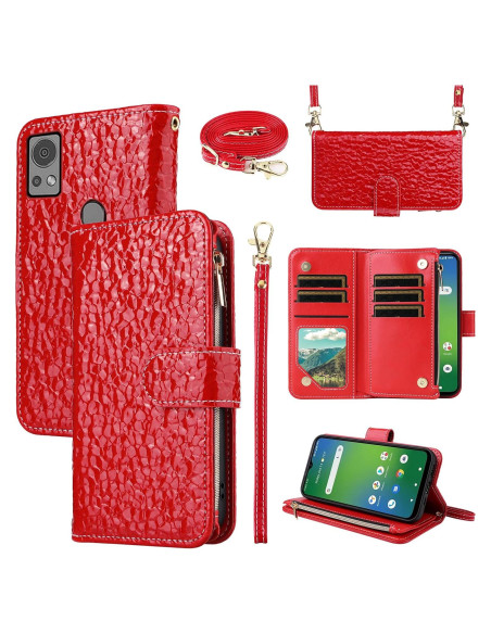 Funda billetera Furiet Roja para Cricket Icon 5 / AT&T Motivate 4