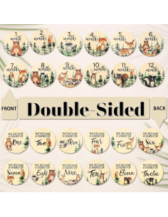 Tarjetas de Hitos Mensuales para Bebés Whaline - 12 Piezas Madera 2