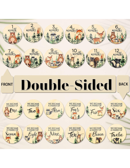 Tarjetas de Hitos Mensuales para Bebés Whaline - 12 Piezas Madera