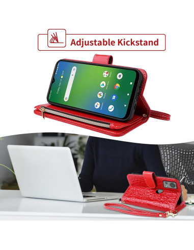 Funda billetera Furiet Roja para Cricket Icon 5 / AT&T Motivate 4