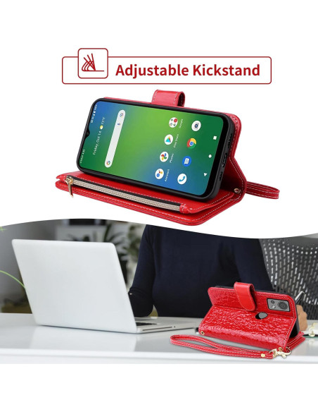 Funda billetera Furiet Roja para Cricket Icon 5 / AT&T Motivate 4