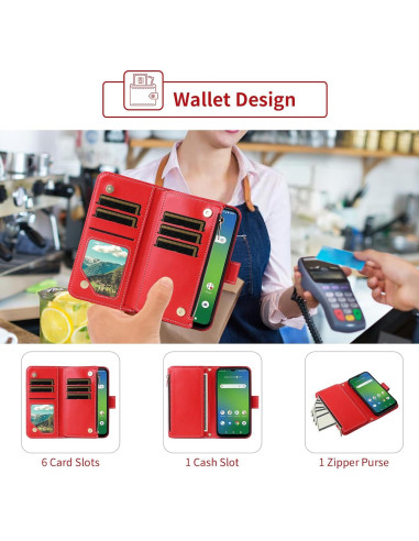 Funda billetera Furiet Roja para Cricket Icon 5 / AT&T Motivate 4