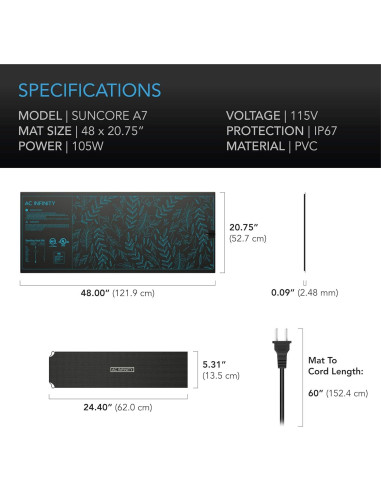 Almohadilla Térmica AC Infinity SUNCORE A7 122x52.7cm Jardinería