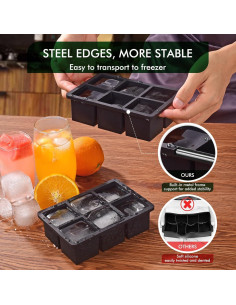 Bandeja de Hielo SLGOL con Tapa - 2 Moldes Silicona 6 Cubos 2