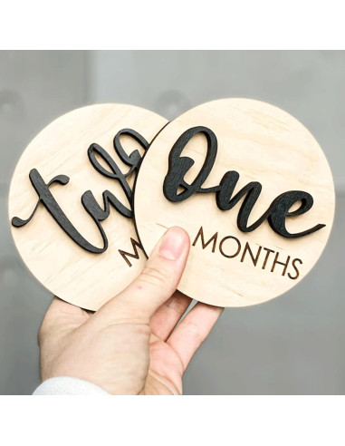 Discos de Hito Mensual de Madera OENIZI - 12 Meses Bebé