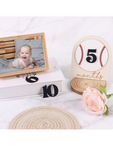 Carteles de Hitos Mensuales para Bebés RANERVZ - Madera 15x18 cm