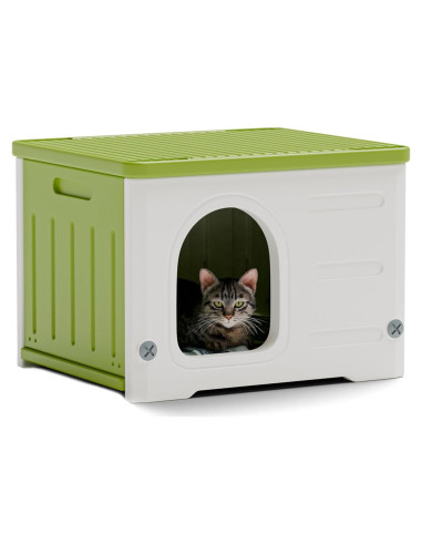 Casa de Gato Plástica TSEHOOHOO Verde Apilable Interior Exterior