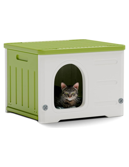 Casa de Gato Plástica TSEHOOHOO Verde Apilable Interior Exterior