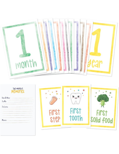 15 Tarjetas de Hitos para Bebés Sam & Lilly - A5 Reversibles