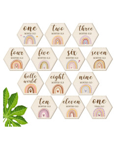 Tarjetas Mensuales de Hitos de Madera Amyhill - 13 Pcs Arcoíris