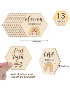 Tarjetas Mensuales de Hitos de Madera Amyhill - 13 Pcs Arcoíris 2
