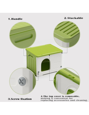 Casa de Gato Plástica TSEHOOHOO Verde Apilable Interior Exterior