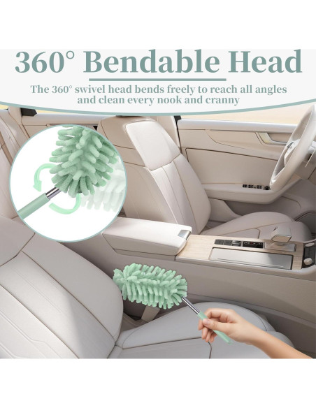 Plumero Extensible de Microfibra Ecocstm para Coche Verde Claro