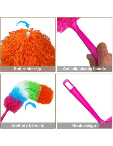 Duster de Mano HTOOLPRO Microfibra 50 cm Flexible y Lavable