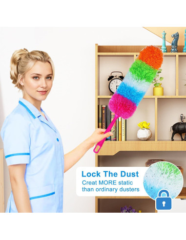 Duster de Mano HTOOLPRO Microfibra 50 cm Flexible y Lavable